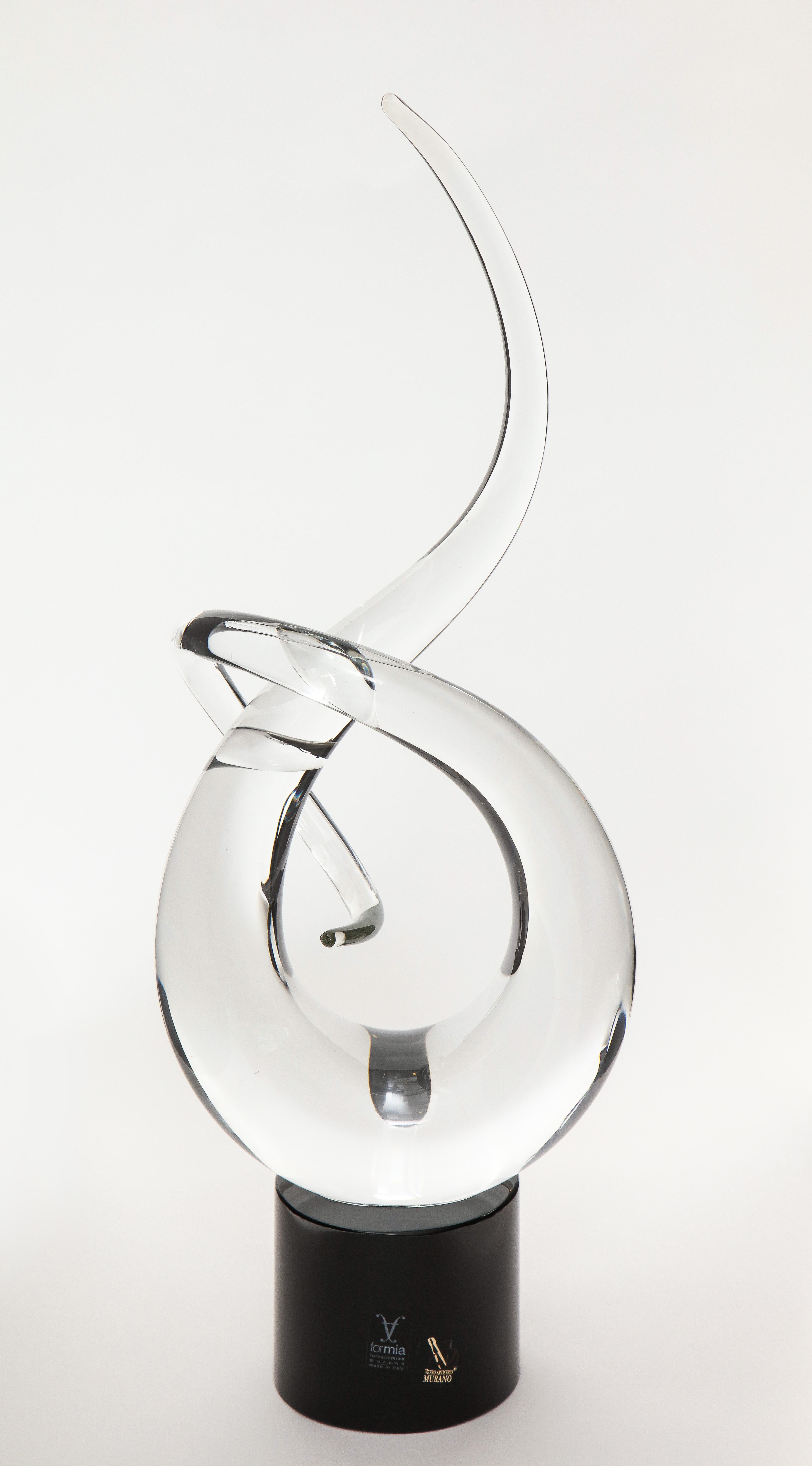 Scultura astratta in vetro di Formia Murano, stile Mid-Century Modern degli anni '70.