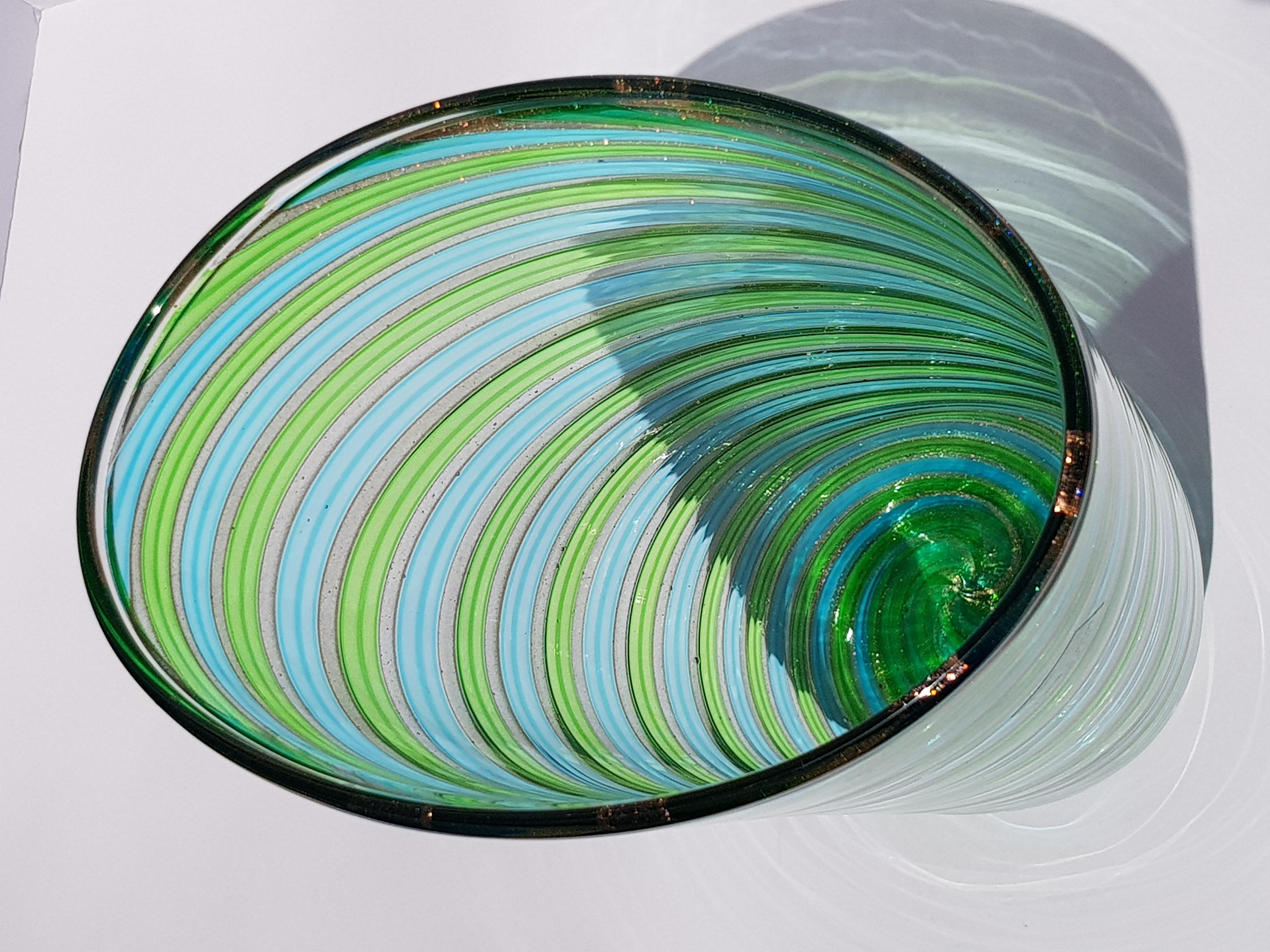Formia Murano Jarrón de vidrio artístico Vaso de vidrio italiano veneciano Aventurina azul verde en venta 4