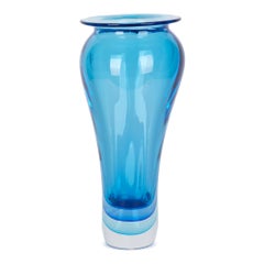 Formia Murano Large Sommerso Blue Art Glass Vase