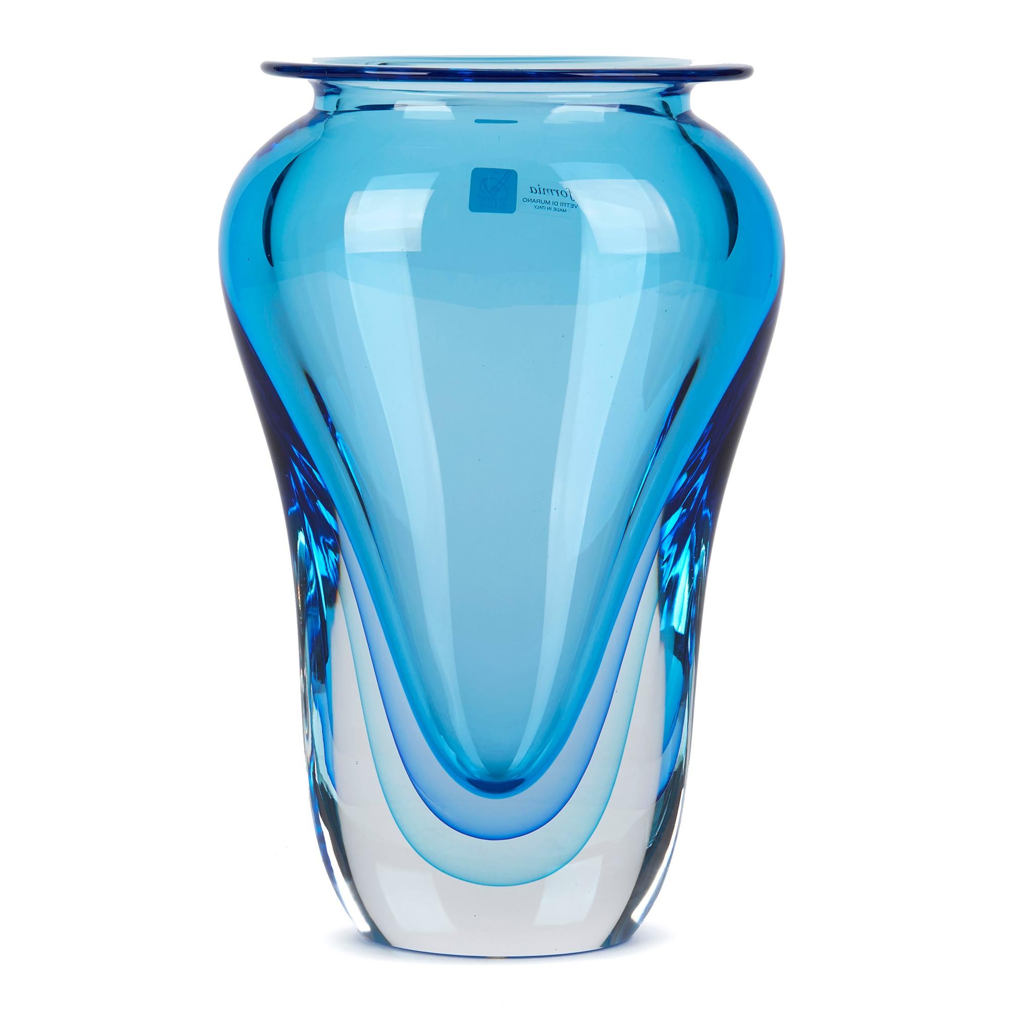 large blue glass vase