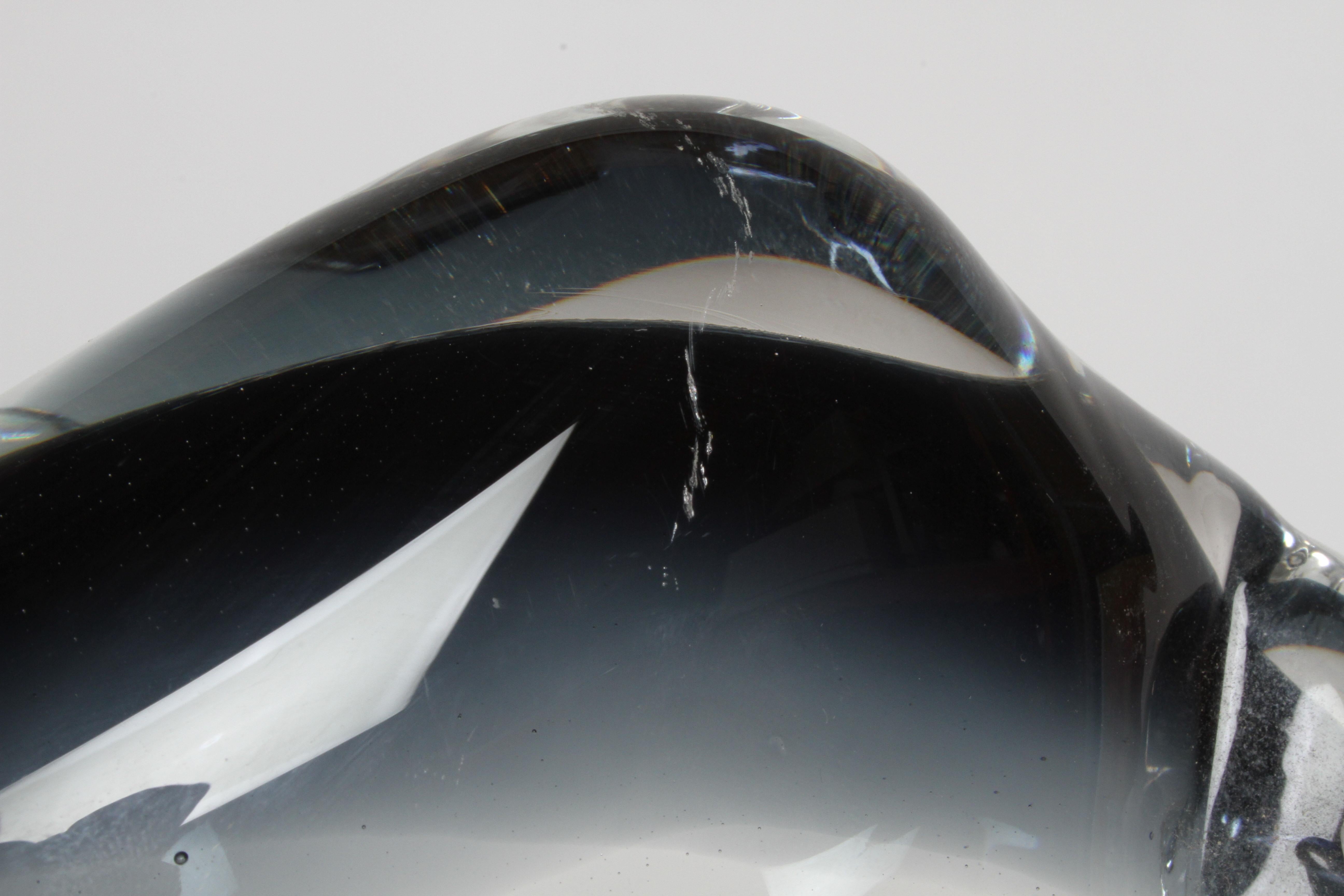 Blown Glass Formia Vetri Di Murano Italy, Large Clear & Smoke Grey Glass Charging Bull