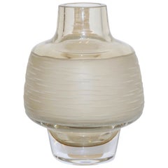 Formia Vintage Italienisch Bernstein Champagner Battuto Mattiert Murano Kunstglas Vase