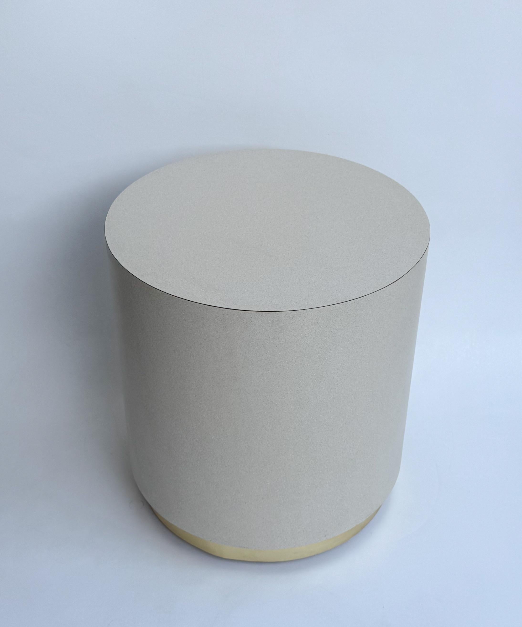 Modern Formica and Brass Drum Side Table by Steve Chase For Sale