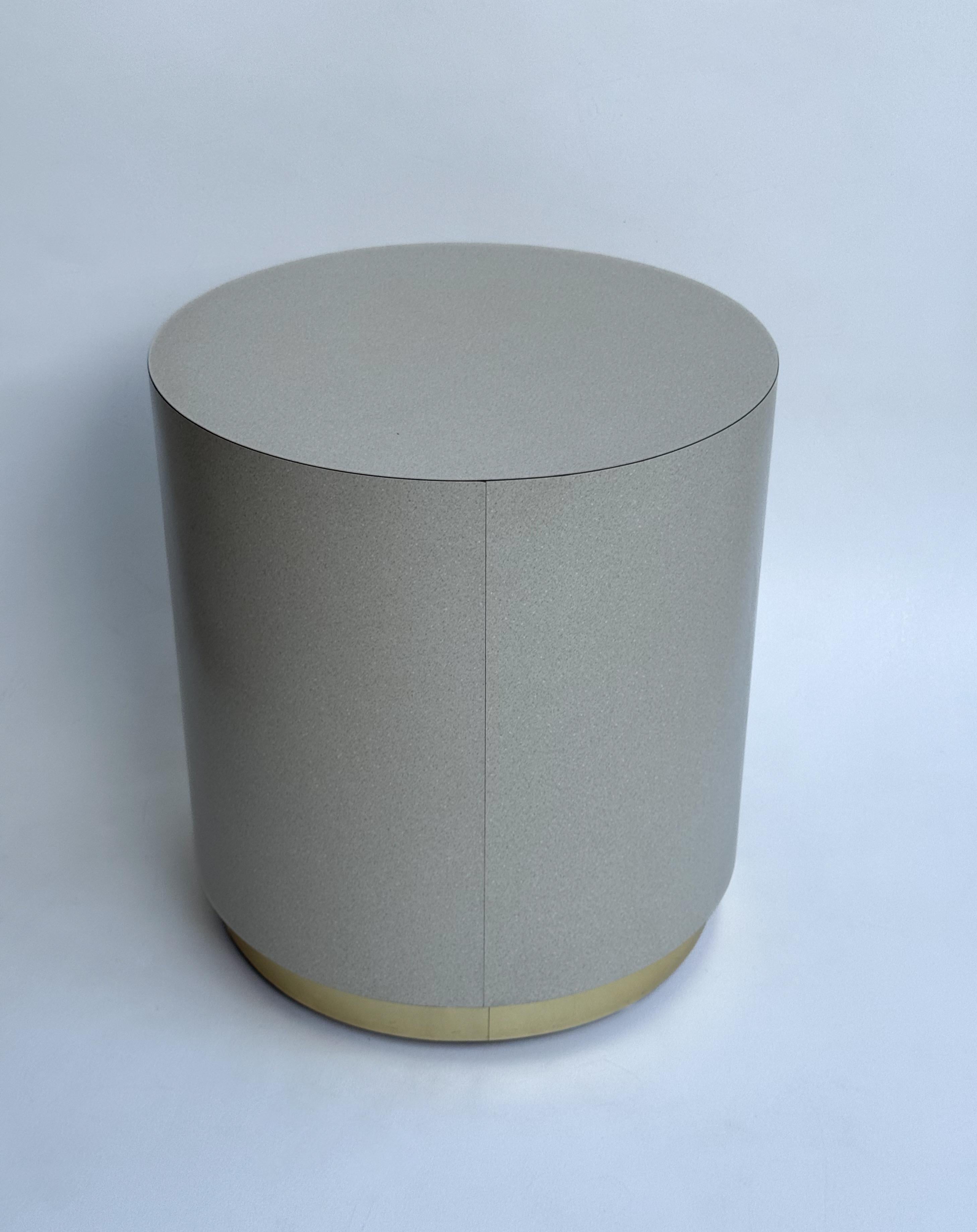 American Formica and Brass Drum Side Table by Steve Chase For Sale