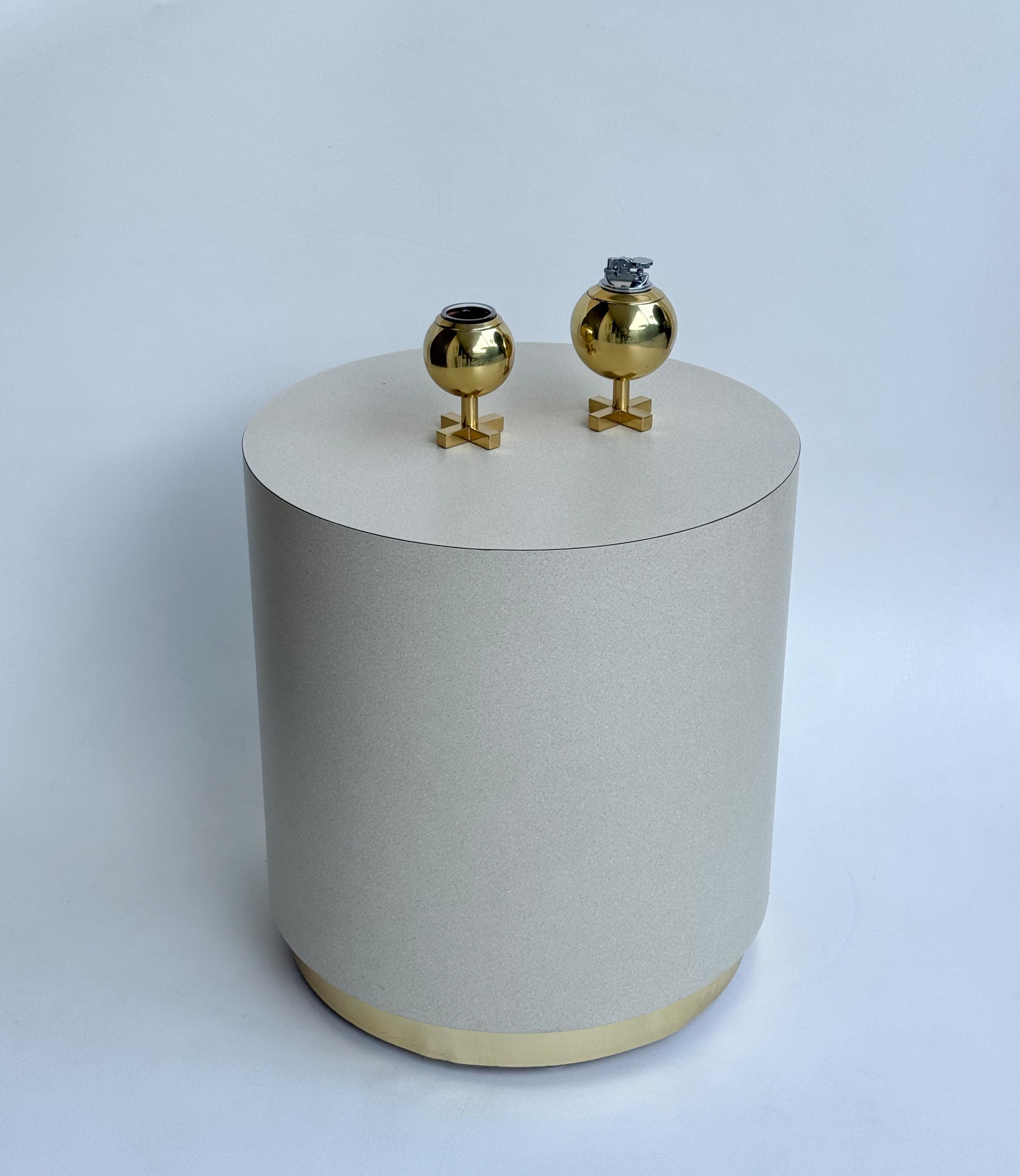 Formica and Brass Drum Side Table by Steve Chase For Sale 1