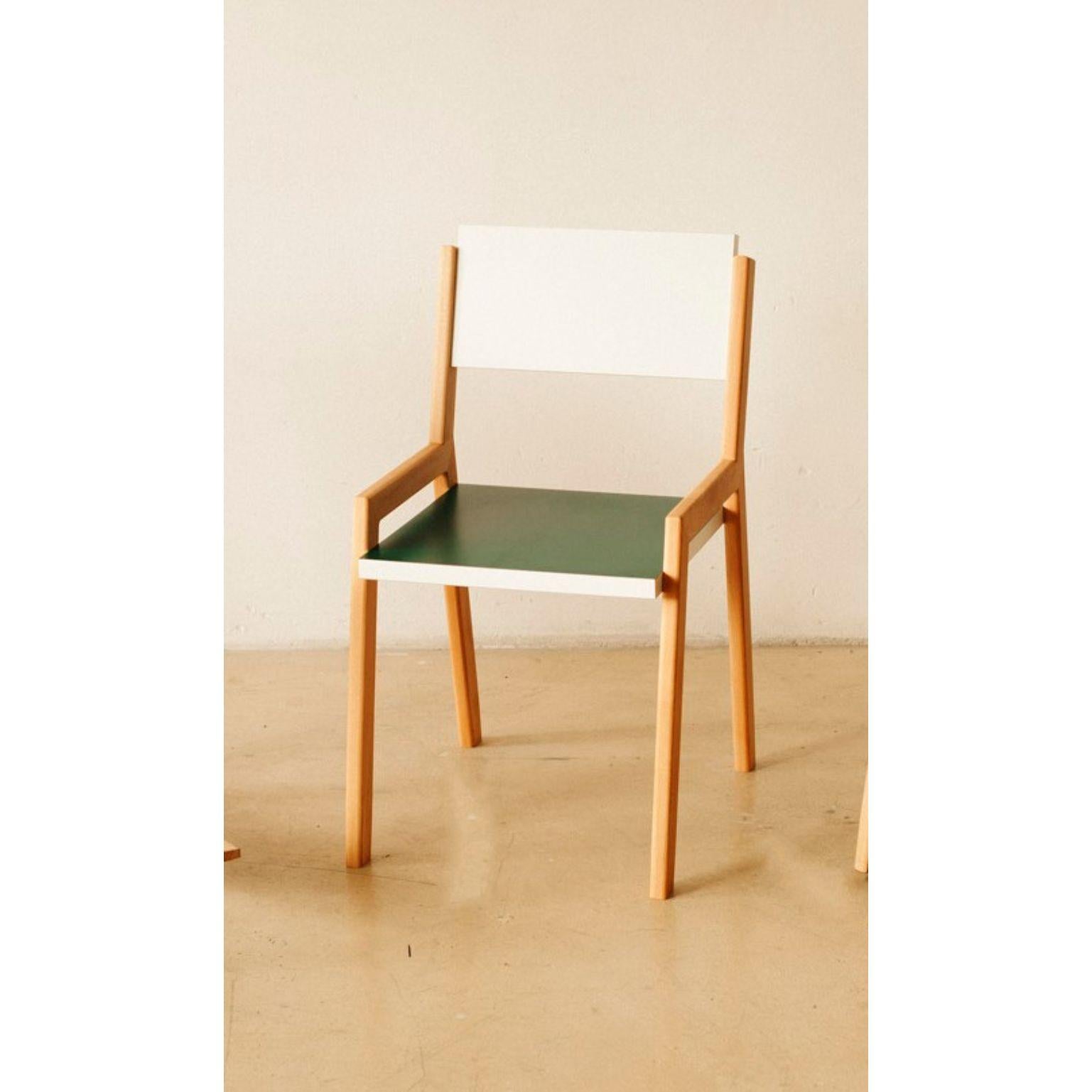 Formica chair by owl
Dimensions: H 85 x W 45 x D 50 cm
 Seat H: 45 cm
Materials: Solid wood, colourful formica

Formica is a series in which material defines form. The collection combines solid wood with colourful Formica, creating a furniture