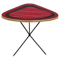 Formica, Steel and Brass Tripod Side Table with Pink Top, 1950s, Belgium
