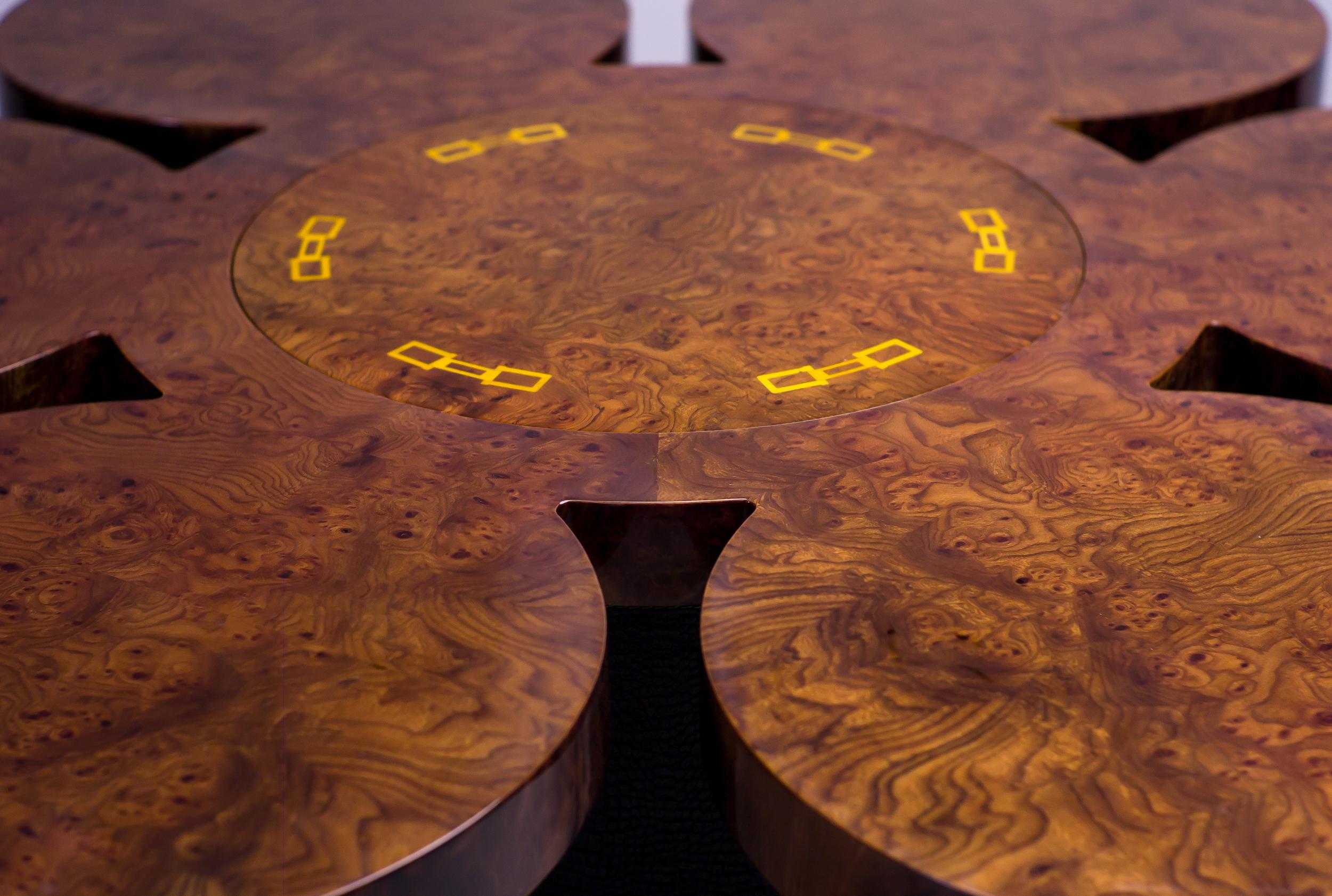 Formitalia Burl Walnut and Leather Dry Bar Table 4