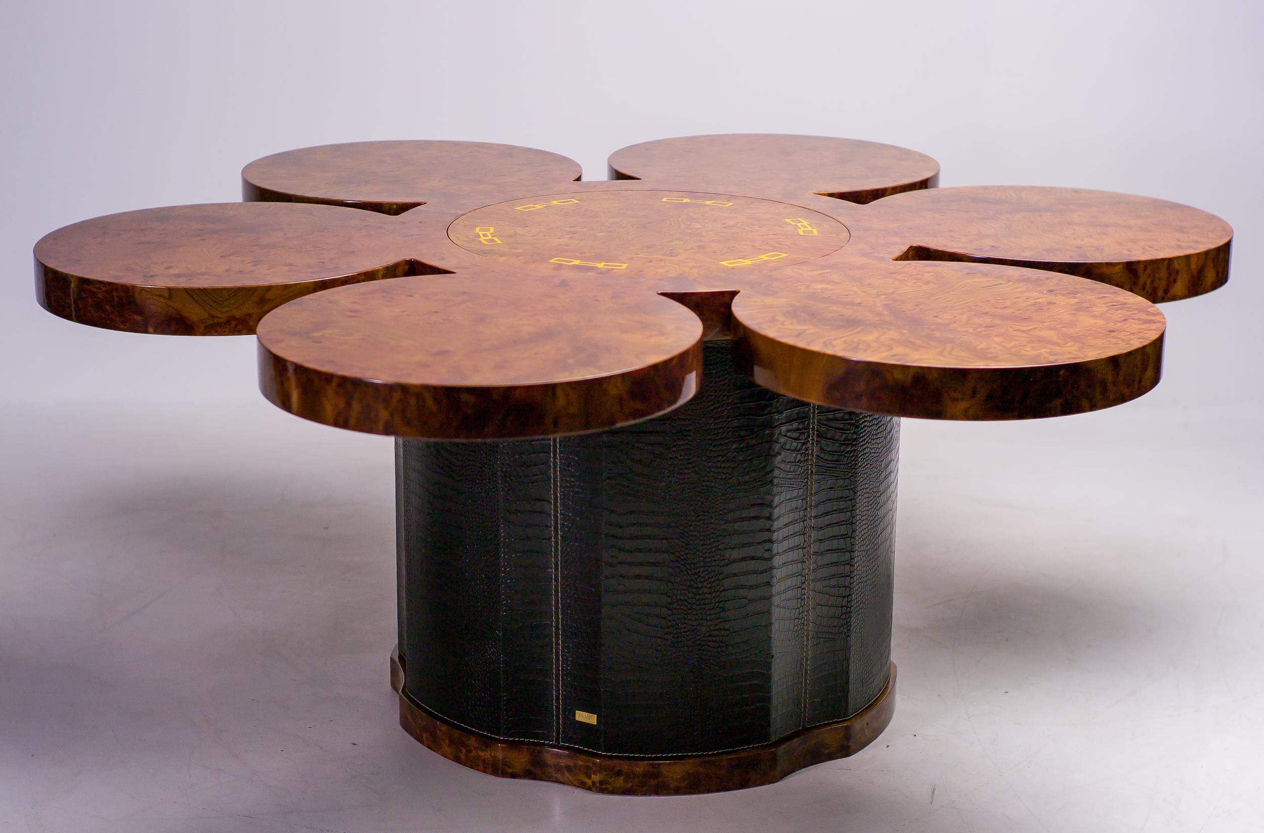 Formitalia Burl Walnut and Leather Dry Bar Table 3