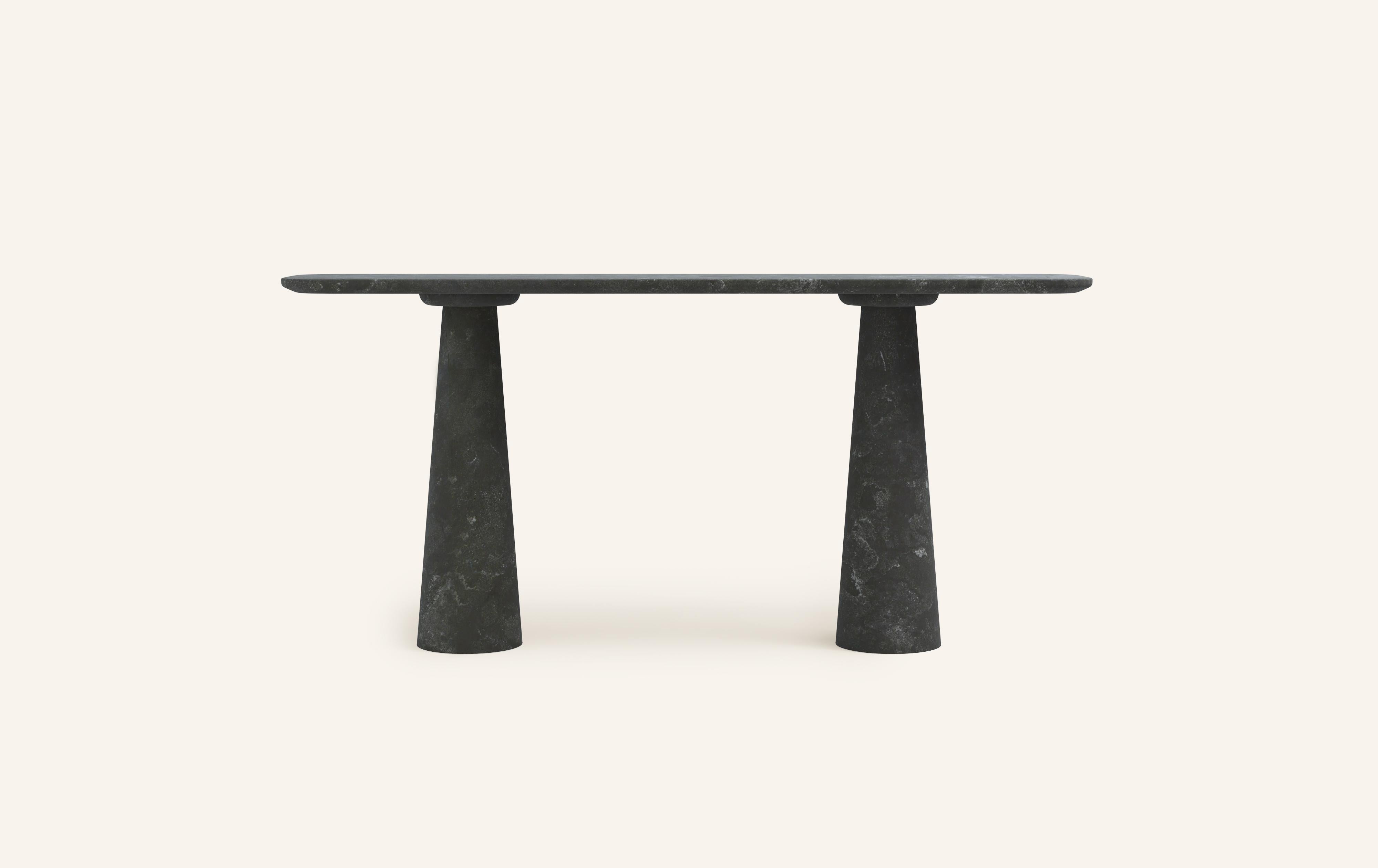 Organic Modern FORM(LA) Cono Console Table 60”L x 15”W x 33”H Nero Petite Granite For Sale