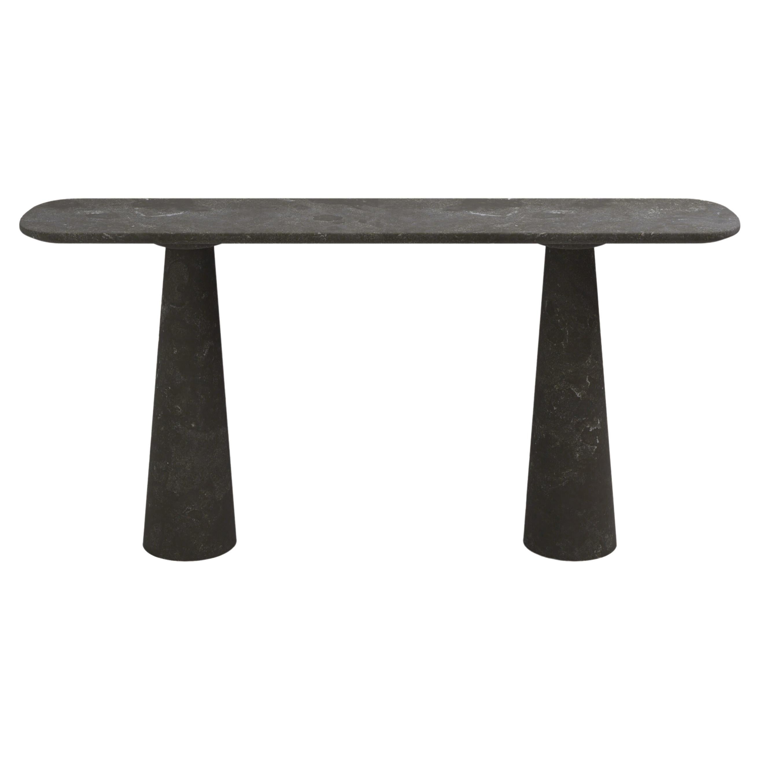FORM(LA) Cono Console Table 60”L x 15”W x 33”H Nero Petite Granite For Sale