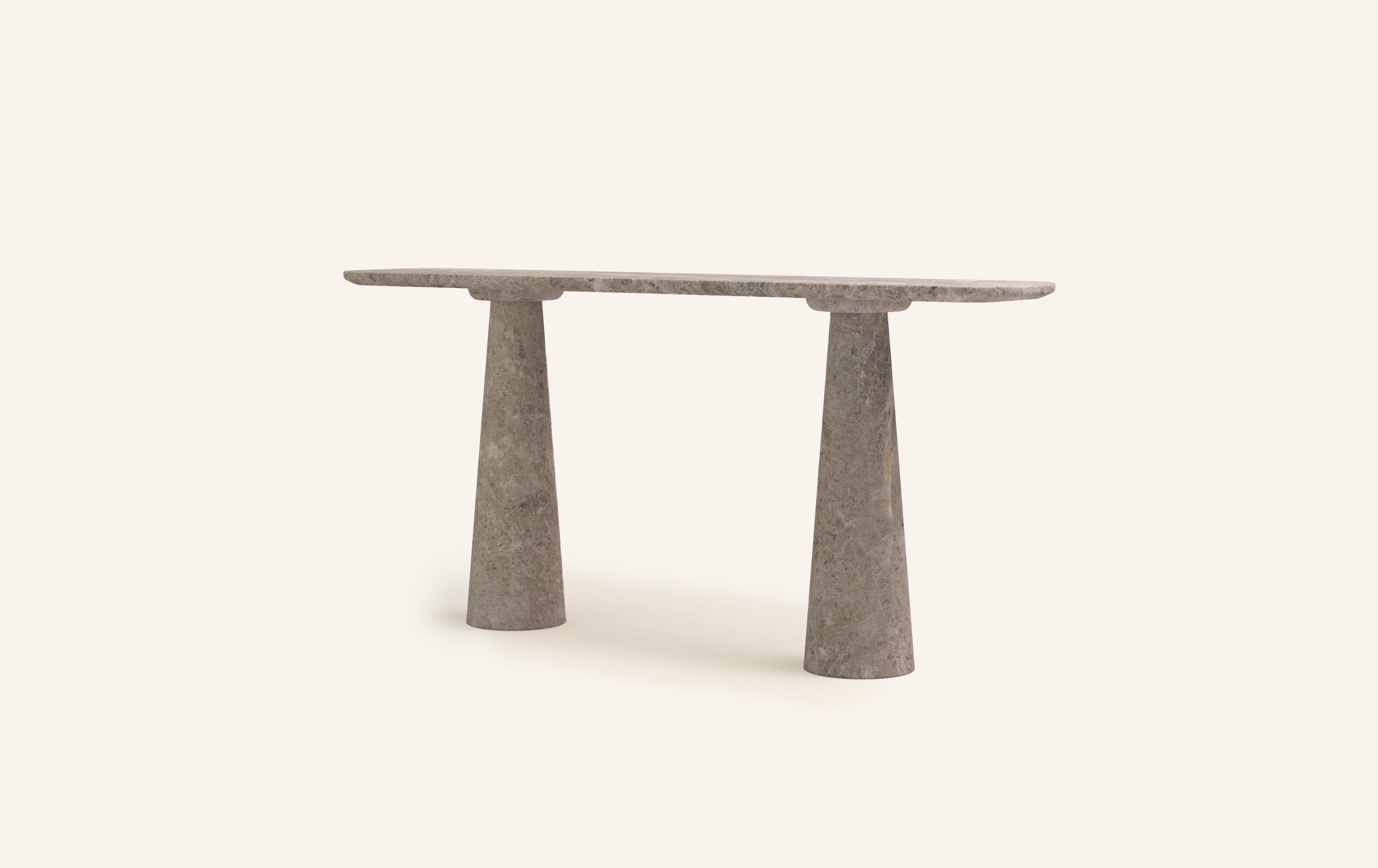American FORM(LA) Cono Console Table 60”L x 15”W x 33”H Tundra Gray Marble For Sale