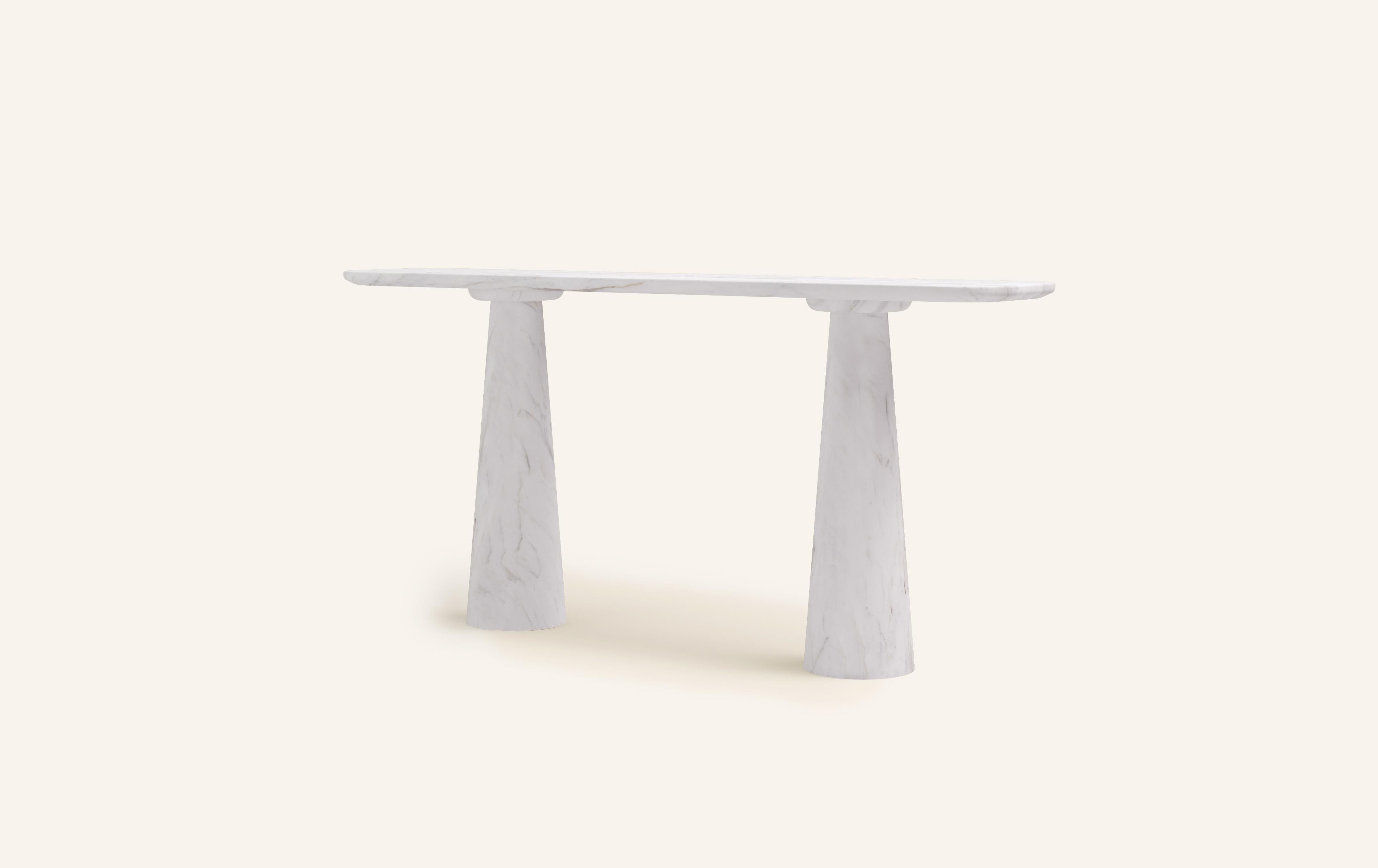 American FORM(LA) Cono Console Table 60”L x 15”W x 33”H Volakas White Marble For Sale