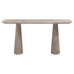 FORM(LA) Cono Console Table 72”L x 15”W x 33”H Tundra Gray Marble