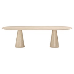 FORM(LA) Cono Oval Dining Table 108”L x 48”W x 30”H Crema Marfil Marble