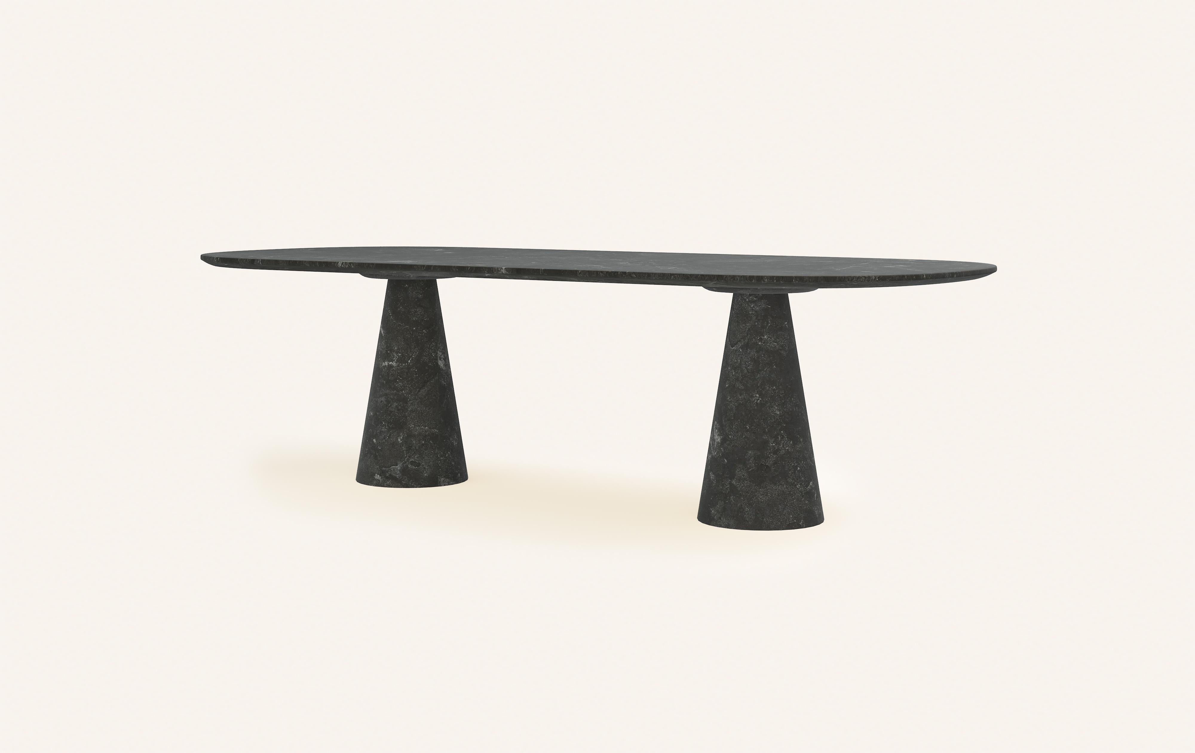 Organic Modern FORM(LA) Cono Oval Dining Table 108”L x 48”W x 30”H Nero Petite Granite For Sale