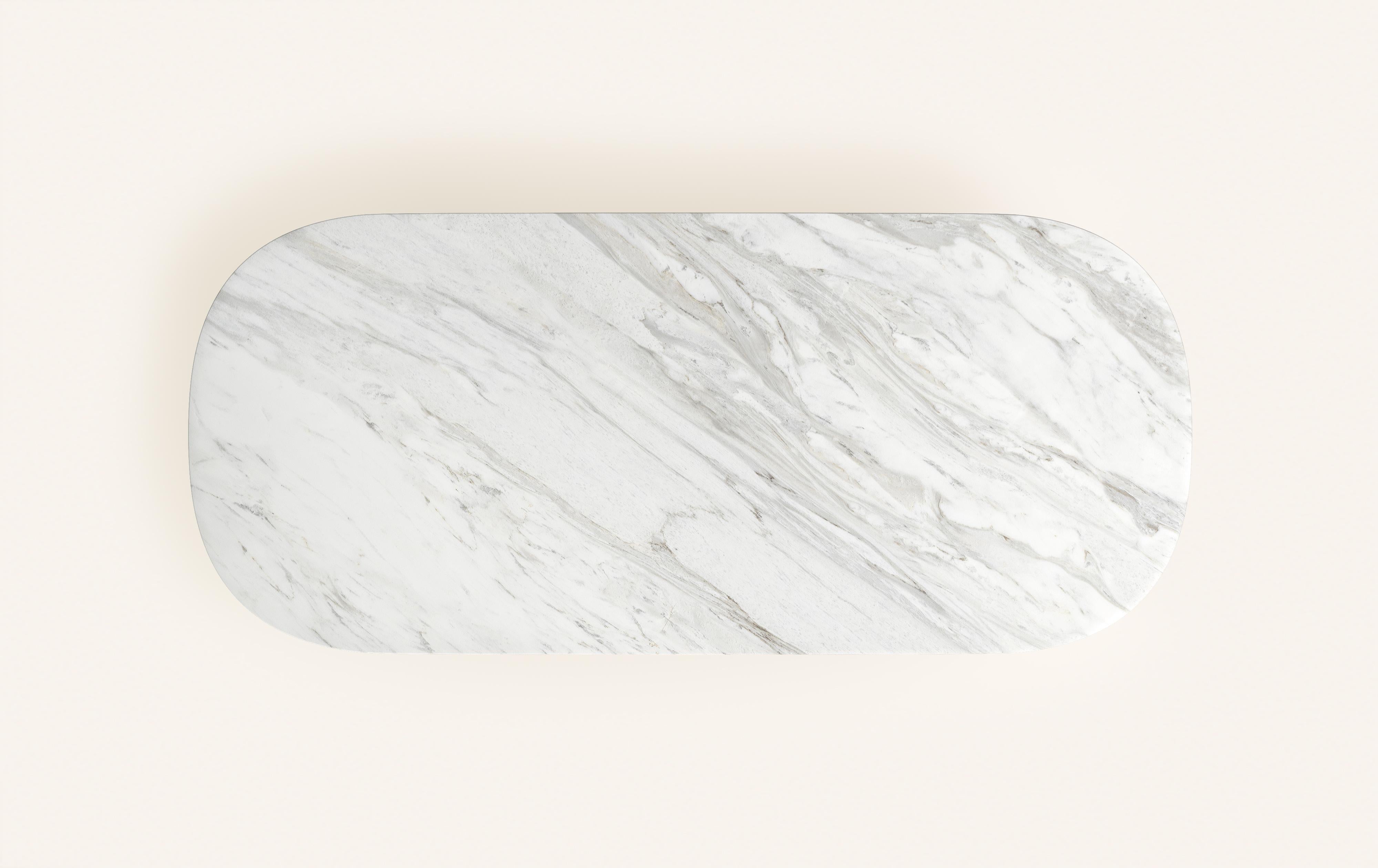 FORM(LA) Cono Oval Dining Table 108”L x 48”W x 30”H Volakas White Marble In New Condition For Sale In Los Angeles, CA