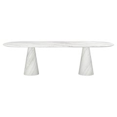 FORM(LA) Cono Oval Dining Table 108”L x 48”W x 30”H Volakas White Marble