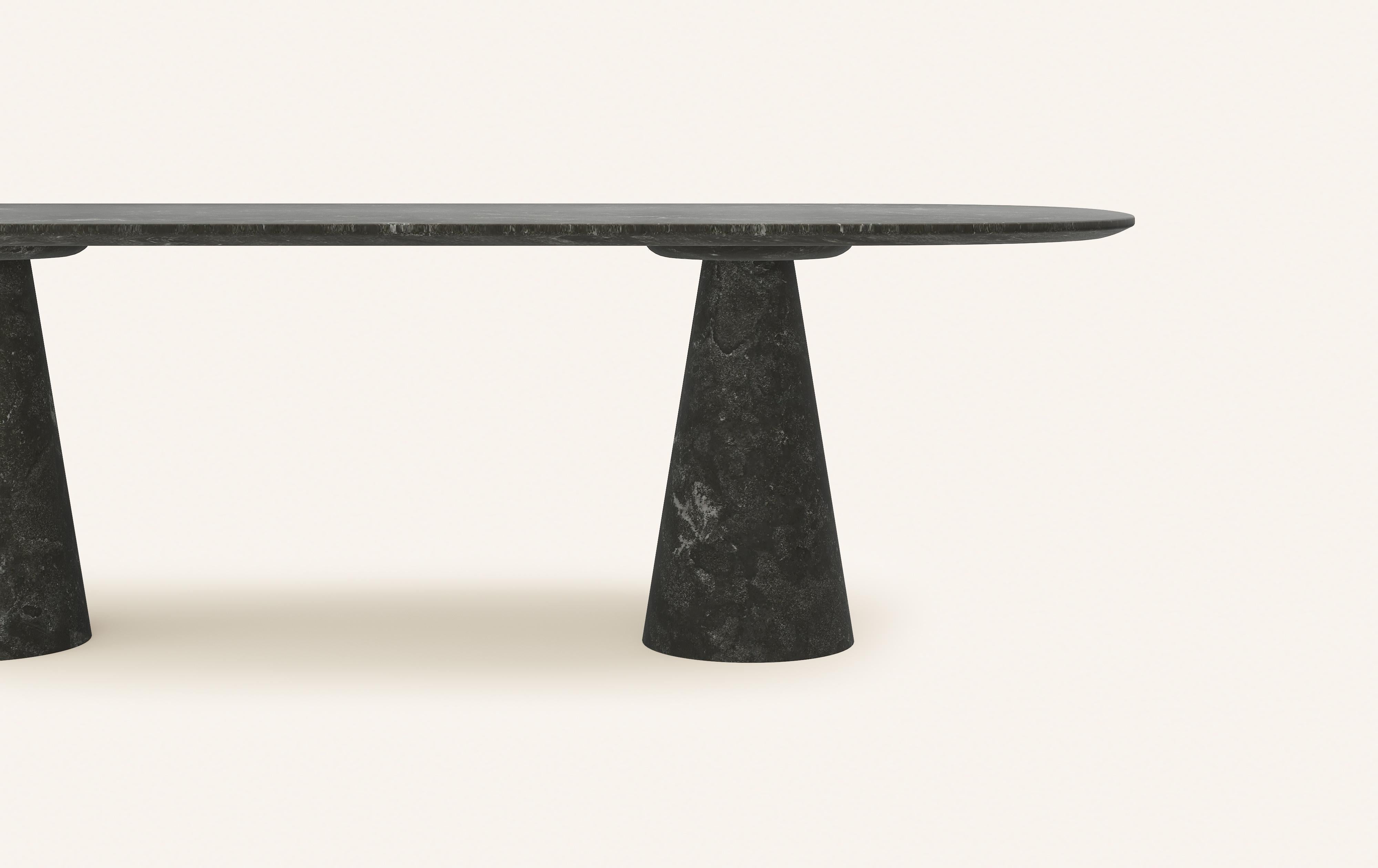 American FORM(LA) Cono Oval Dining Table 118”L x 48”W x 30”H Nero Petite Granite For Sale