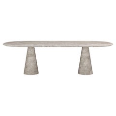 FORM(LA) Cono Oval Dining Table 118”L x 48”W x 30”H Tundra Gray Marble