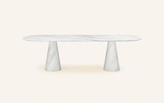 FORM(LA) Cono Oval Dining Table 96”L x 42”W x 30”H Volakas White Marble
