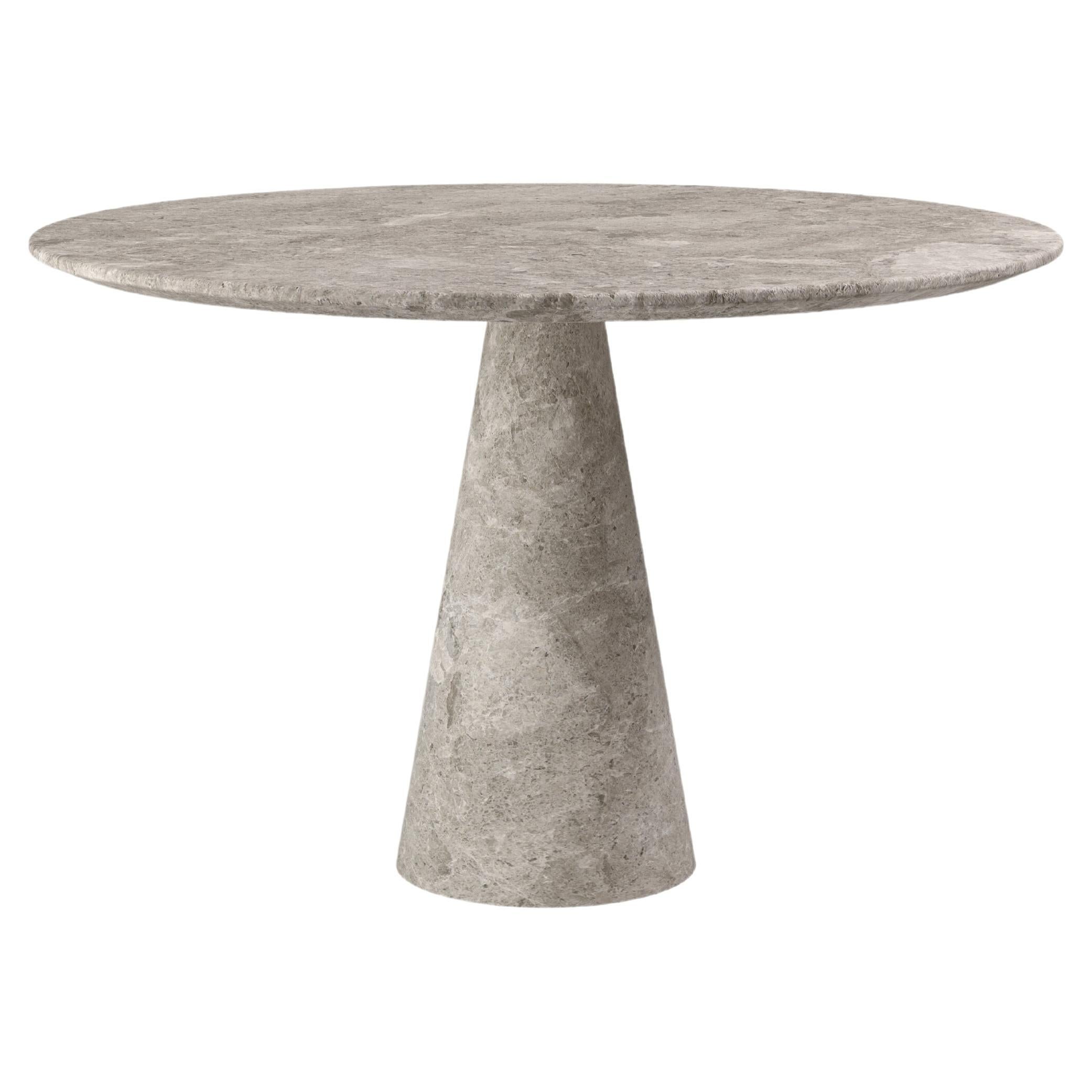 FORM(LA) Cono Round Dining Table 36”L x 36”W x 30”H Tundra Gray Marble For Sale