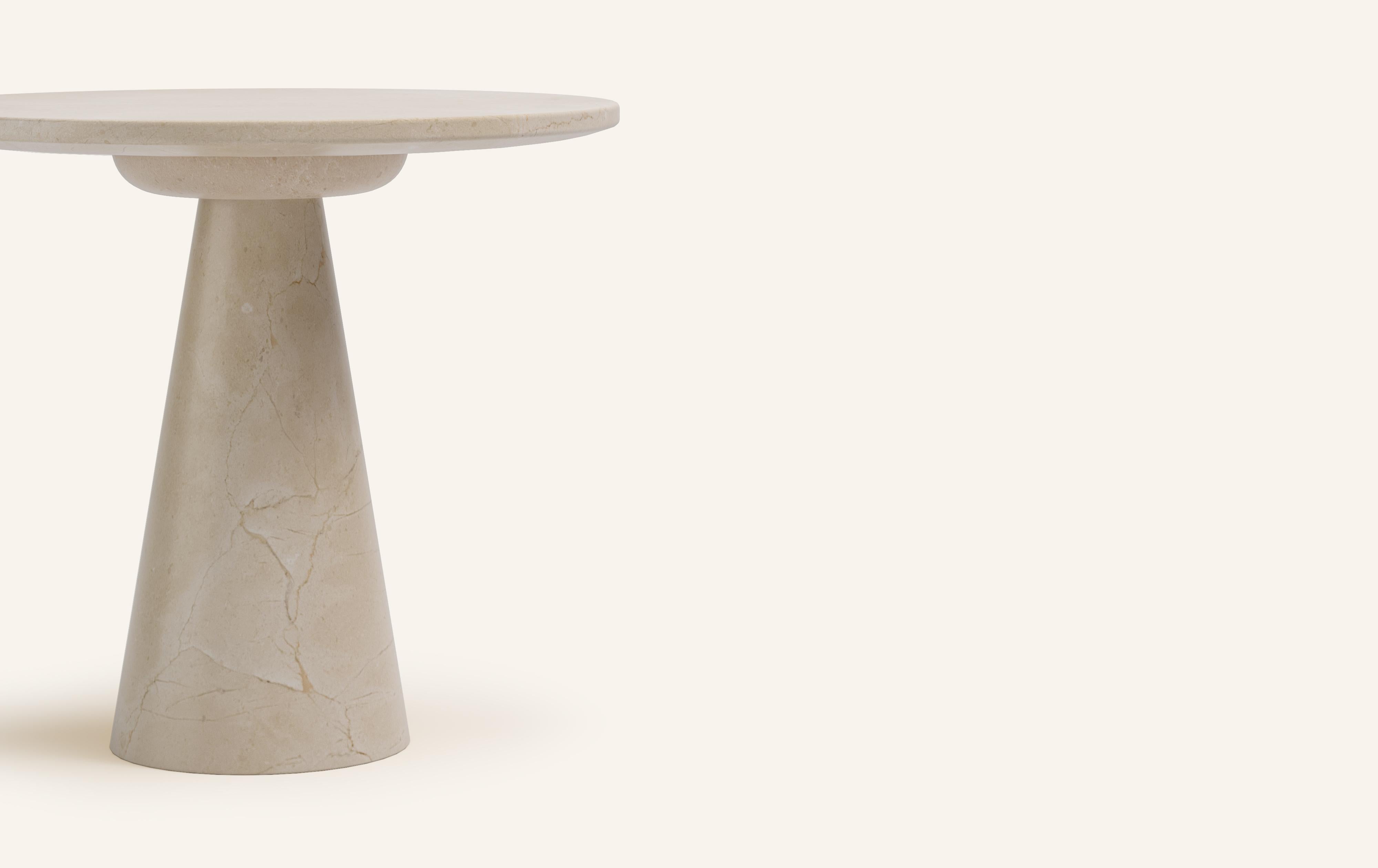 Organic Modern FORM(LA) Cono Round Side Table 18”L x 18”W x 21”H Crema Marfil Marble For Sale
