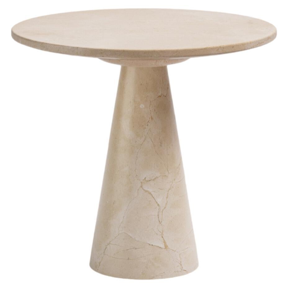 FORM(LA) Cono Round Side Table 18”L x 18”W x 21”H Crema Marfil Marble For Sale