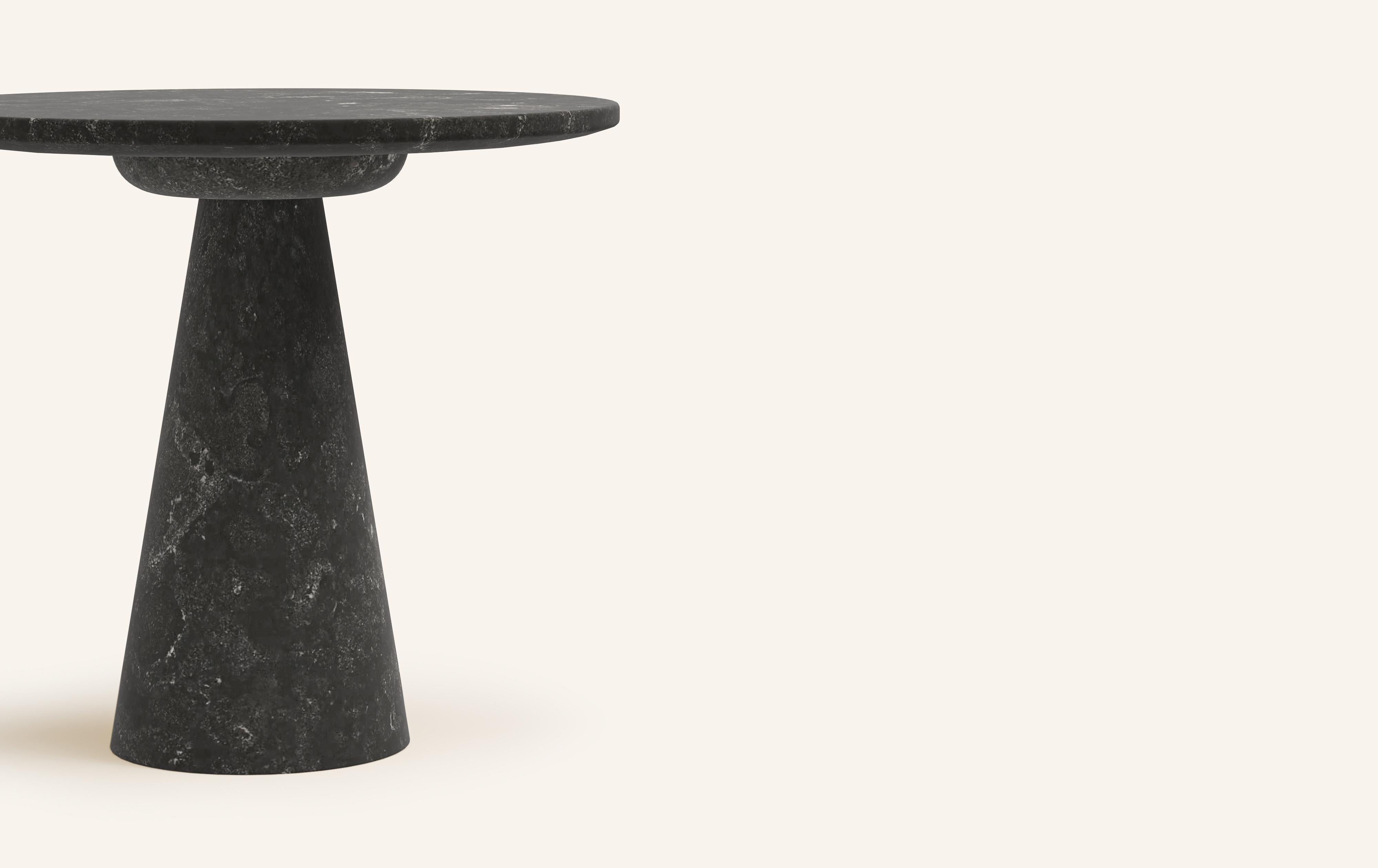 Organic Modern FORM(LA) Cono Round Side Table 18”L x 18”W x 21”H Nero Petite Granite For Sale