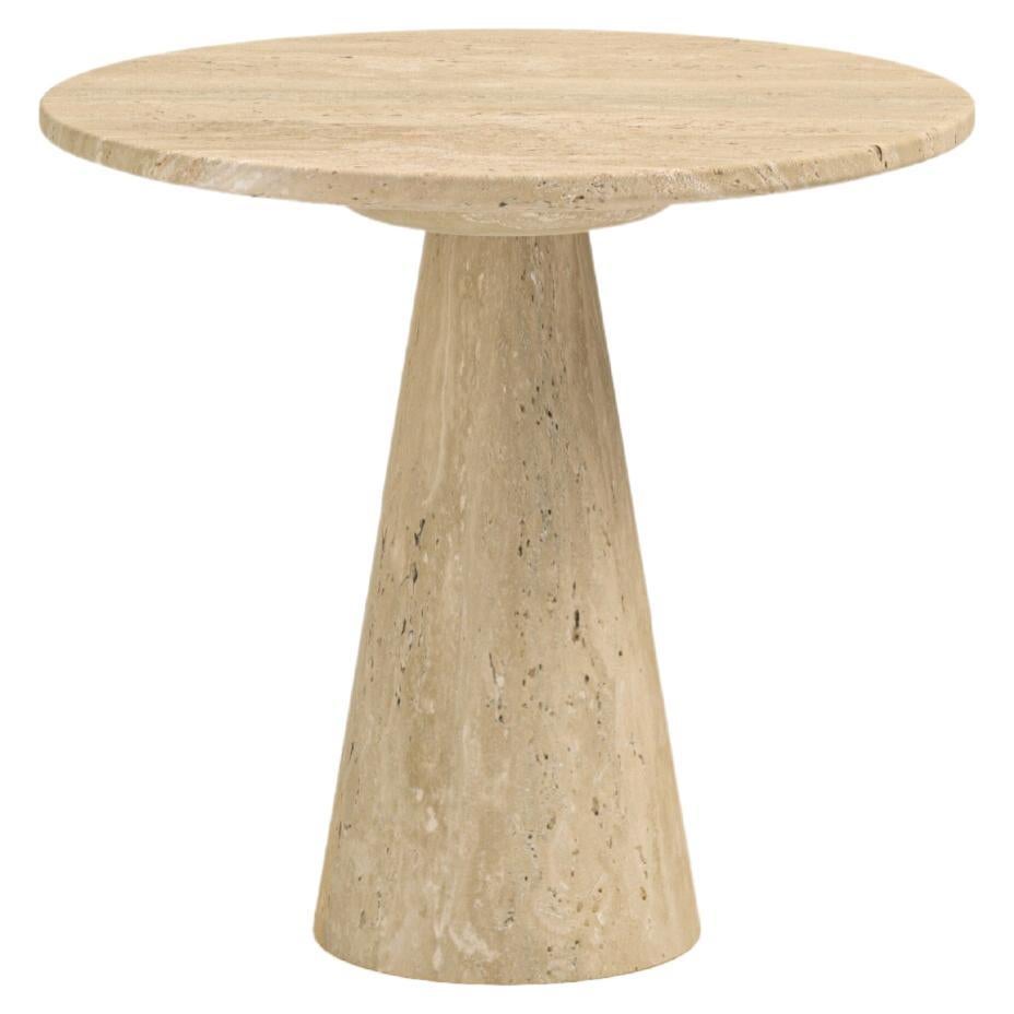 FORM(LA) Cono Round Side Table 18”L x 18”W x 21”H Travertino Crema VC For Sale