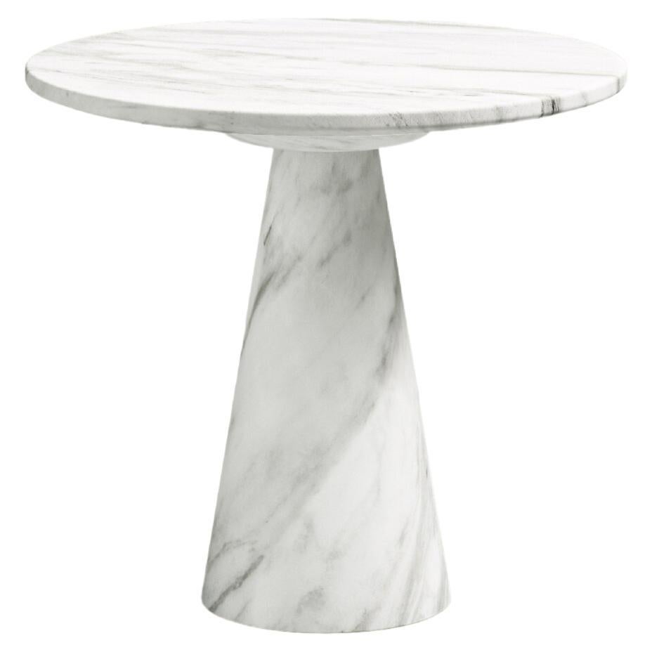 FORM(LA) Cono Round Side Table 18”L x 18”W x 21”H Volakas White Marble For Sale
