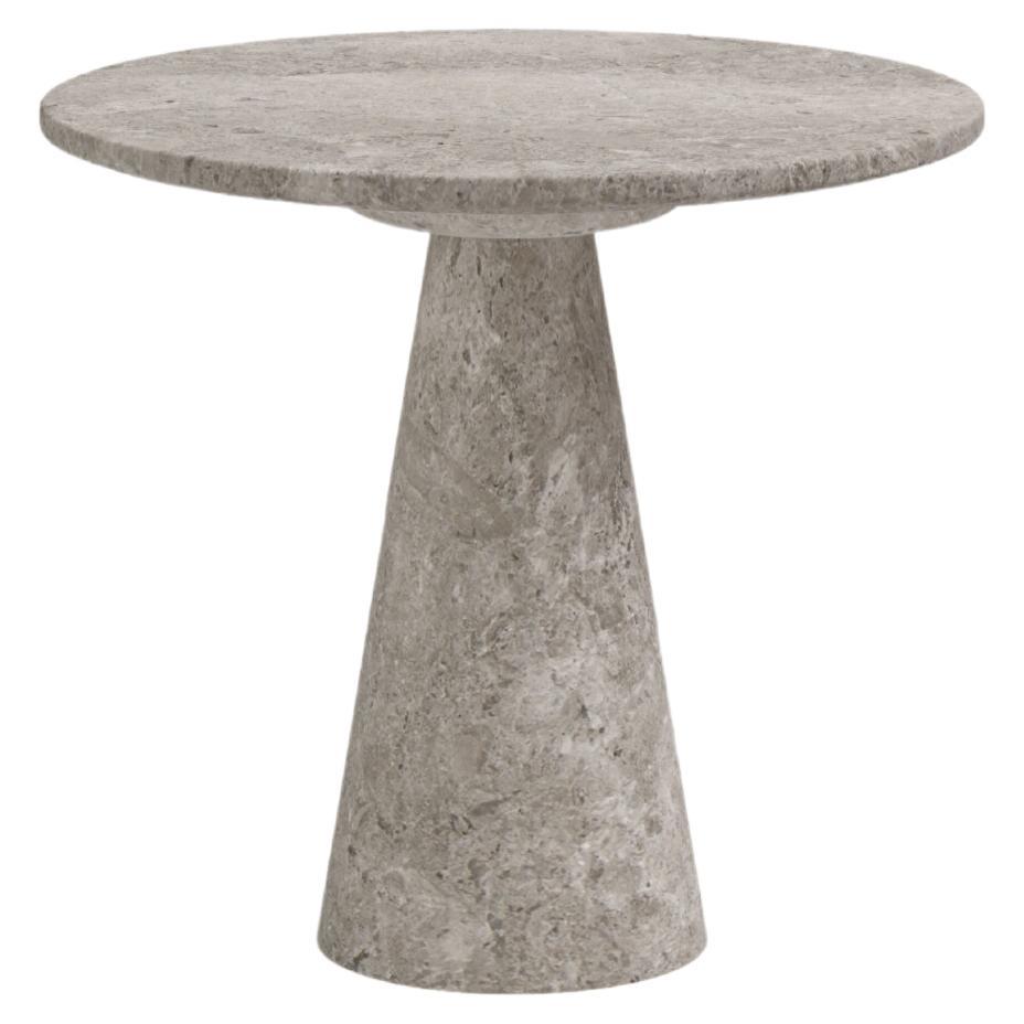 FORM(LA) Cono Round Side Table 24”L x 24”W x 21”H Tundra Gray Marble For Sale