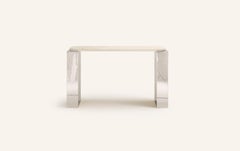 FORM (LA) Cubo-Konsolentisch 62L x 17W x 36H Tavertino Navona VC & Chrom