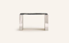 FORM(LA) Cubo Console Table 74”L x 17”W x 36”H Ondulato Marble & Chrome