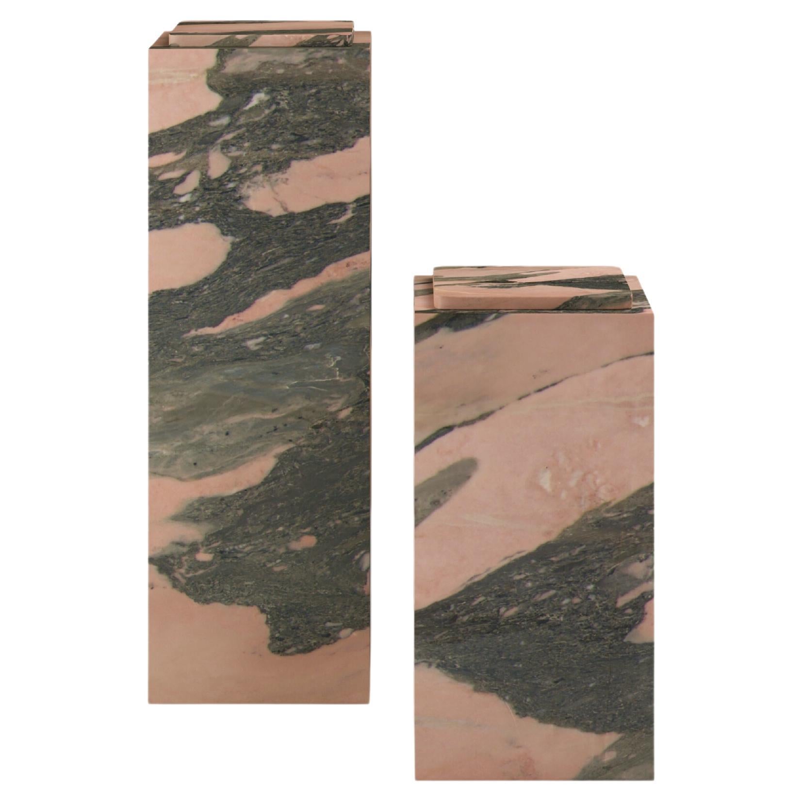 FORM (LA) Cubo-Sockel 12L x 12"W x 24H Portogallo Rosa Marmor im Angebot