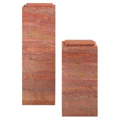 FORM (LA) Cubo-Sockel 12L x 12"W x 24H Travertin Rosso VC