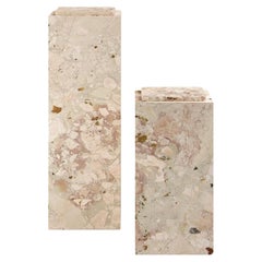 FORM(LA) Cubo Pedestal 12”L x 12"W x 36”H Breccia Rosa Marble