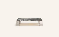 FORM(LA) Cubo Rectangle Coffee Table 50”L x 32”W x 14”H Ondulato Marble & Chrome