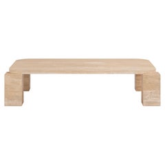 FORM(LA) Cubo Rectangle Coffee Table 50”L x 32”W x 14”H Travertino Crema VC