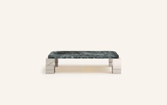FORM(LA) Cubo Rectangle Coffee Table 50”L x 32”W x 14”H Verde Marble & Chrome