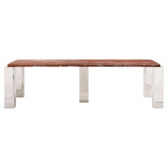 FORM(LA) Cubo Rectangle Dining Table 110”L x 50”W x 30”H Francia Marble & Chrome