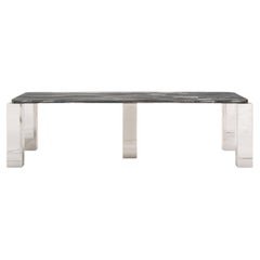 FORM (LA) Cubo Rectangle Table de salle à manger rectangulaire 110 L x 50 L x 30 H Marbre Ondulato/Chrome