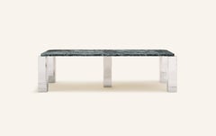 FORM(LA) Cubo Rectangle Dining Table 120”L x 50”W x 30”H Verde Marble & Chrome