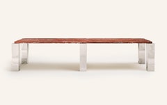 FORM(LA) Cubo Rectangle Dining Table 146”L x 50”W x 30”H Francia Marble & Chrome