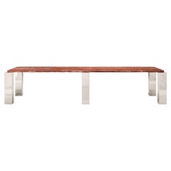 FORM(LA) Cubo Rectangle Dining Table 146”L x 50”W x 30”H Francia Marble & Chrome