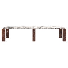 FORM(LA) Cubo Rectangle Dining Table 146”L x 50”W x 30”H Viola & Rosso Marble