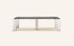 FORM(LA) Cubo Tavolo da pranzo rettangolare 86 "L x 44 "L x 30 "H. Marmo Ondulato e Cromo