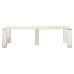 FORM(LA) Cubo Tavolo da pranzo rettangolare 86 "L x 44 "L x 30 "H Travertino e Cromo