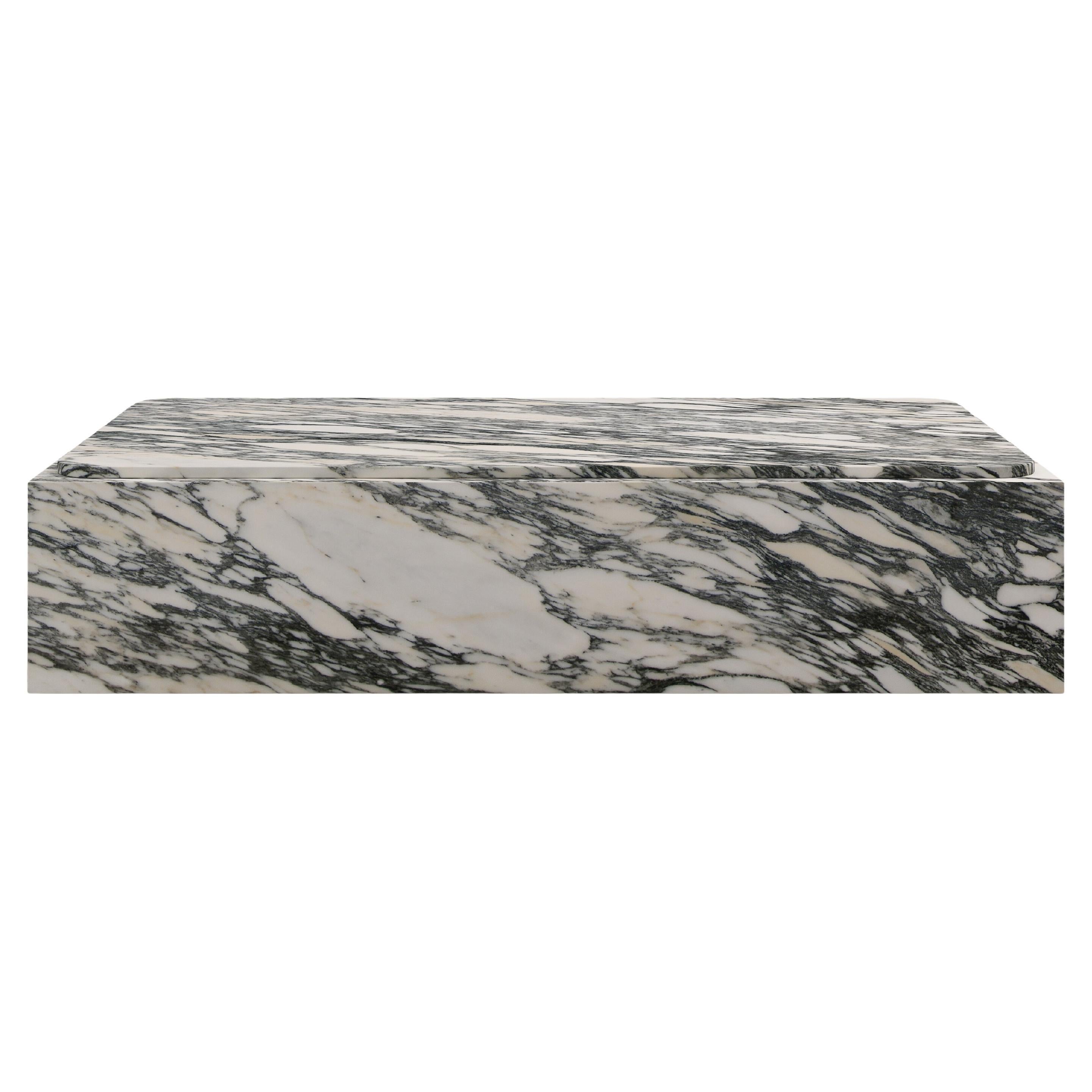 FORM(LA) Cubo Rectangle Plinth Coffee Table 48”L x 30”W x 13”H Corchia Marble 