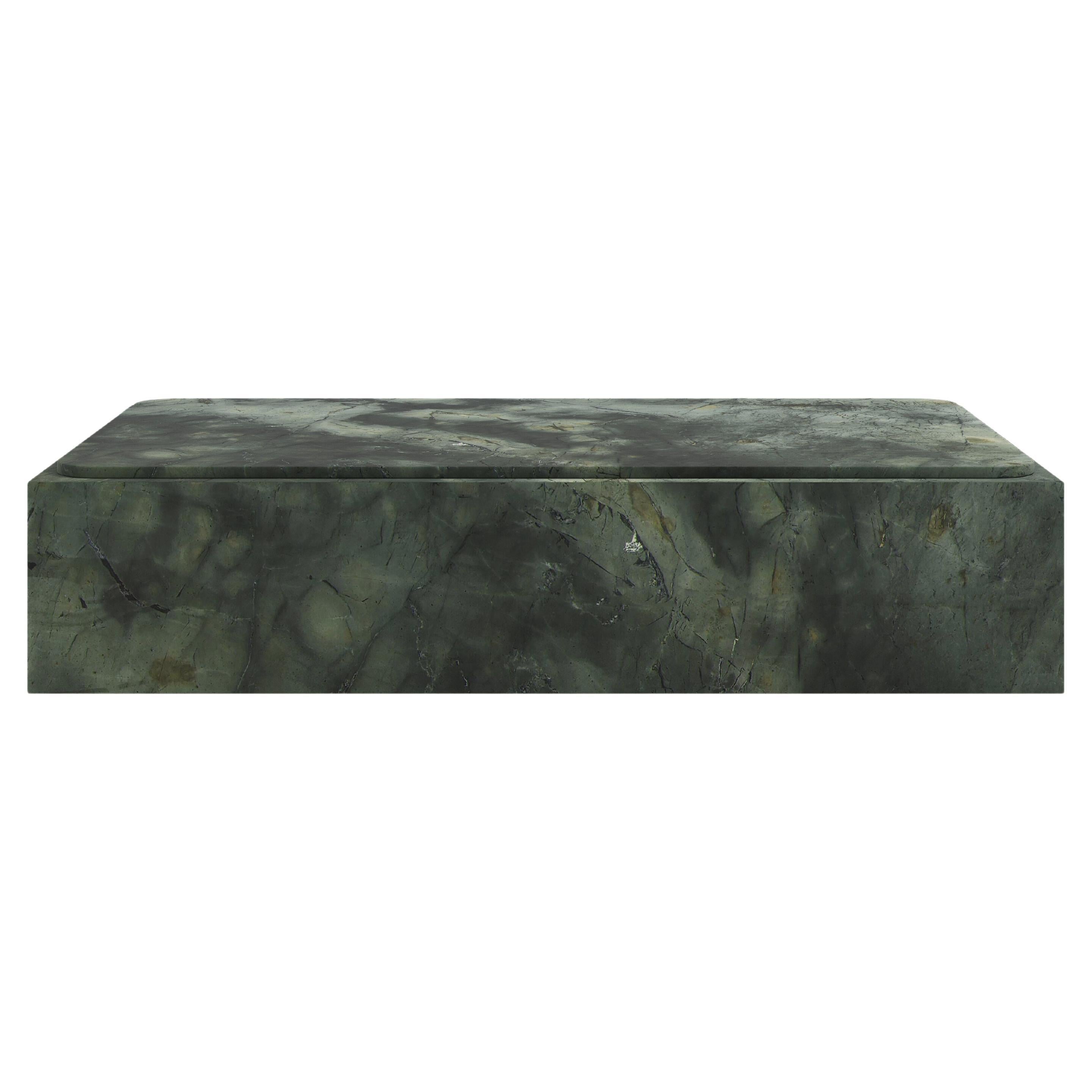 FORM(LA) Cubo Rectangle Plinth Coffee Table 48”L x 30”W x 13”H Edinburgh Marble  For Sale
